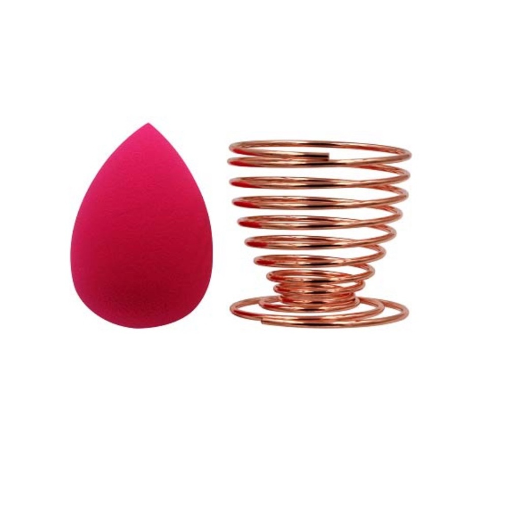 Pink Makeup Sponge with Rose Gold Holder